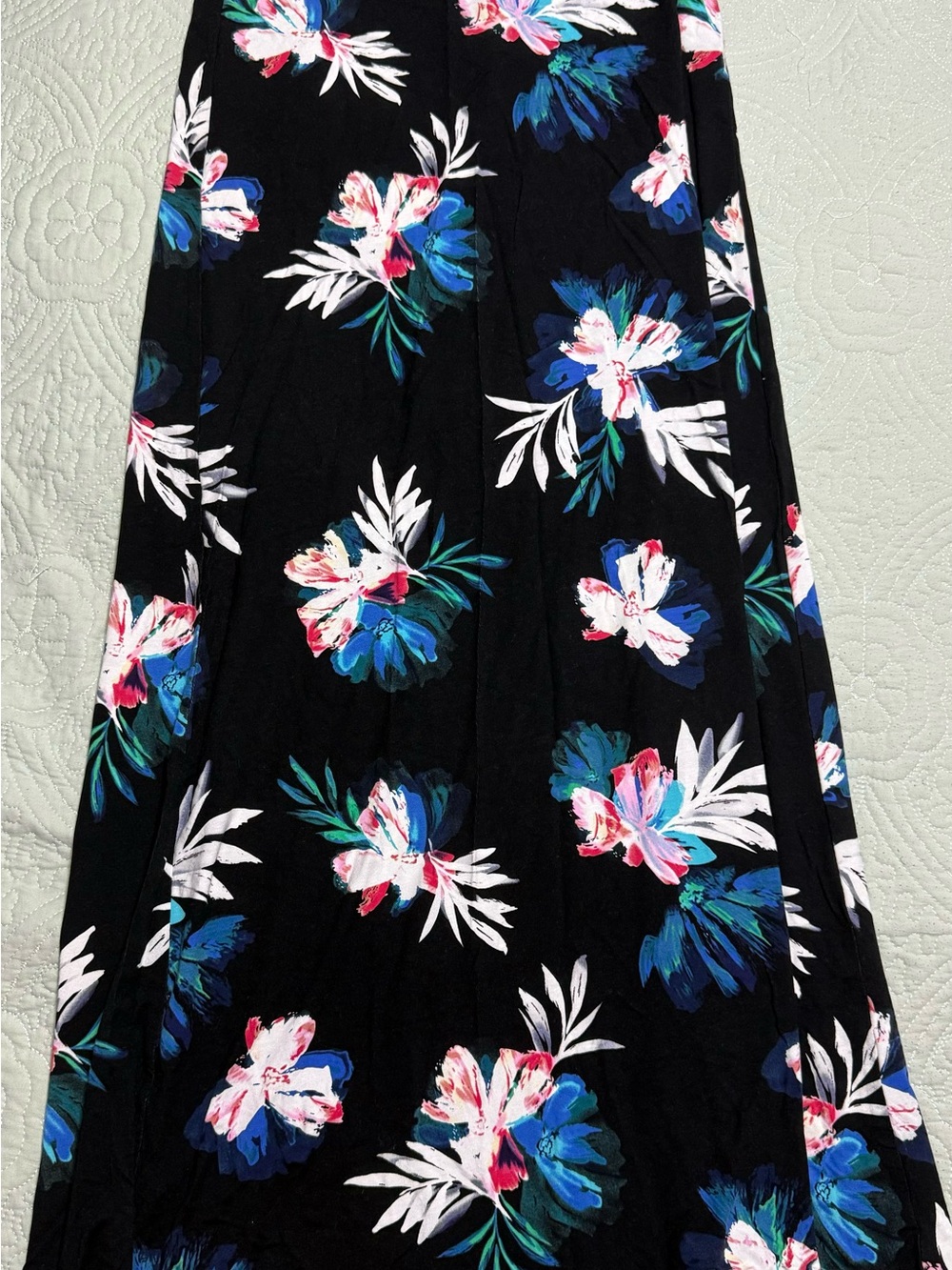 Black Floral A-Line Maxi Skirt - Stylish Everyday Wear